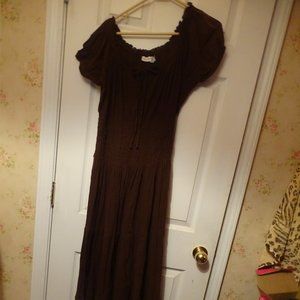 Brown Bohemian ruffled dress, sz XL, perfect style for true Boho